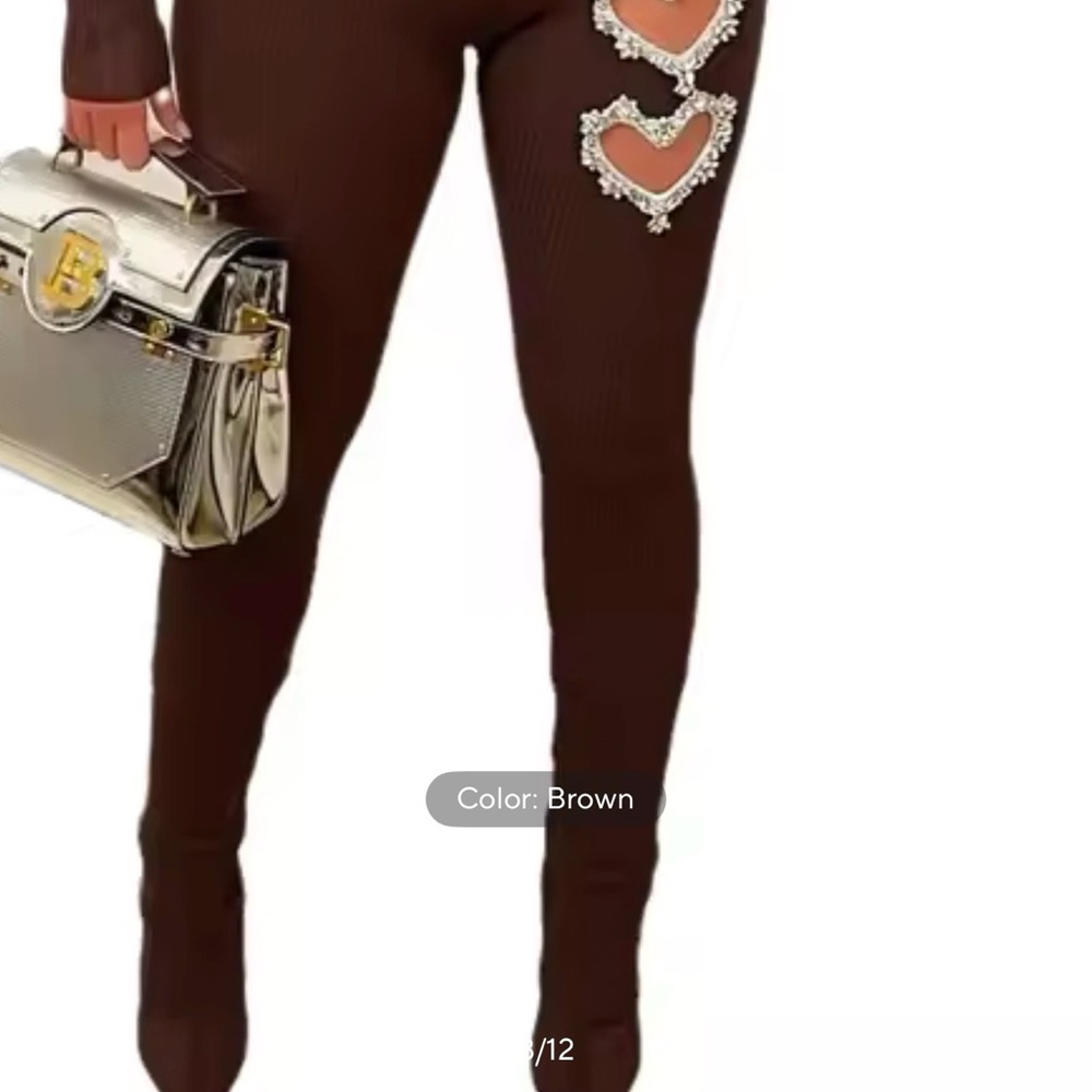 Brown Embellished Women's Pants